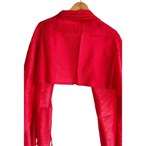 Contemporary Banarasi Silk Stole - Modern Design Size 55X180 Cm ( Red )