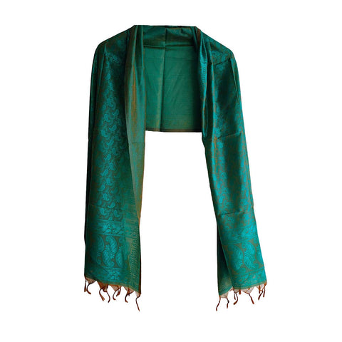 Contemporary Banarasi Silk Stole - Modern Design Size 55X180 Cm ( Green )