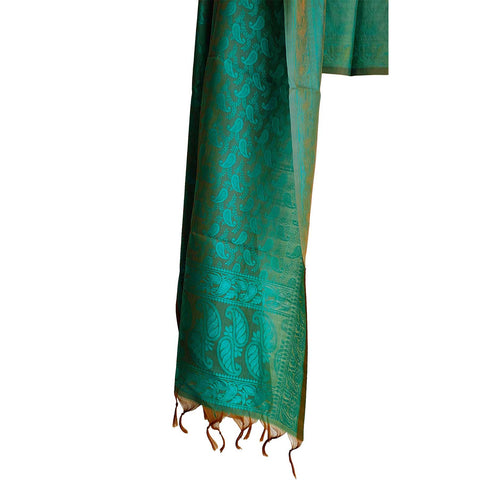 Contemporary Banarasi Silk Stole - Modern Design Size 55X180 Cm ( Green )