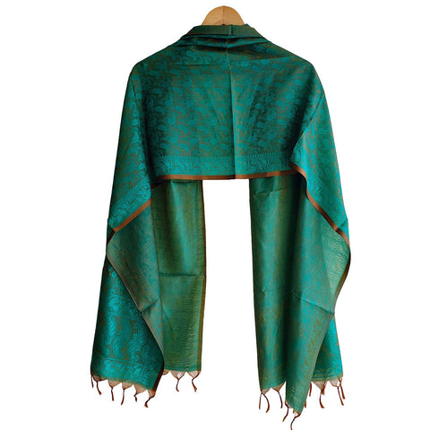 Contemporary Banarasi Silk Stole - Modern Design Size 55X180 Cm ( Green )