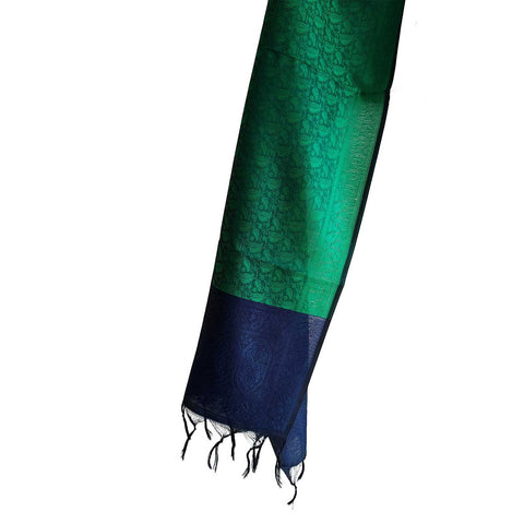 Contemporary Banarasi Silk Stole - Modern Design Size 55X180 Cm ( Green )
