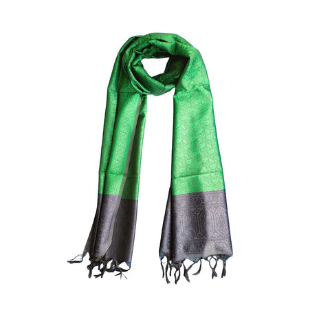 Contemporary Banarasi Silk Stole - Modern Design Size 55X180 Cm ( Green )