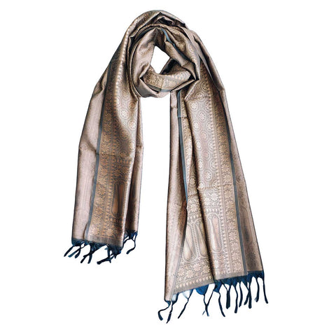 Contemporary Banarasi Silk Stole - Modern Design Size 55X180 Cm
