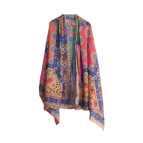 Pakistani Digital Printed Chinnon Dupatta With Heavy Mirror Work