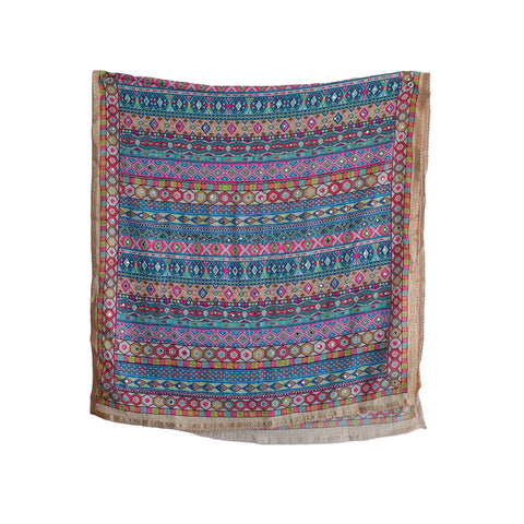 Pakistani Digital Printed Chinnon Dupatta With Heavy Mirror Work