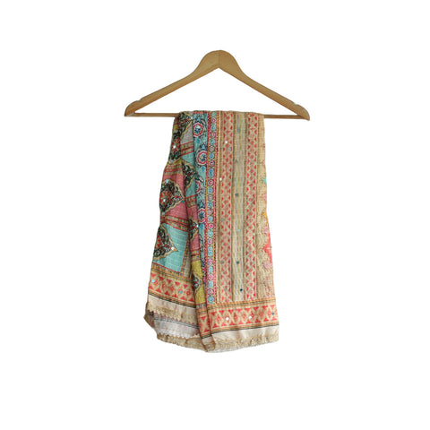 Pakistani Digital Printed Chinnon Dupatta With Heavy Mirror Work