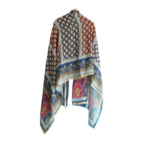 Pakistani Digital Printed Chinnon Dupatta With Heavy Mirror Work