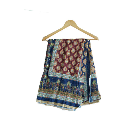 Pakistani Digital Printed Chinnon Dupatta With Heavy Mirror Work