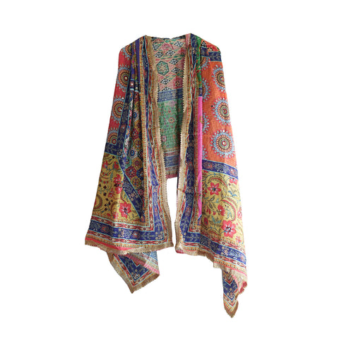 Pakistani Digital Printed Chinnon Dupatta With Heavy Mirror Work