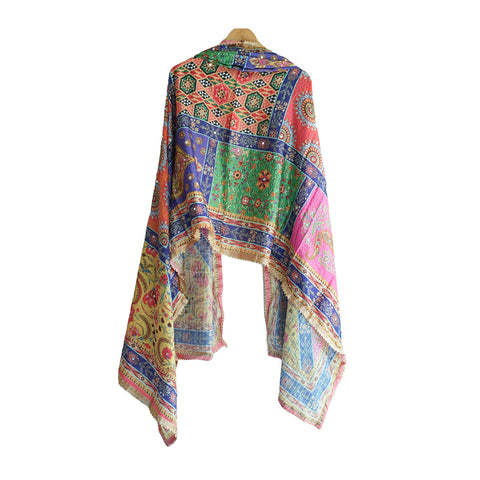 Pakistani Digital Printed Chinnon Dupatta With Heavy Mirror Work