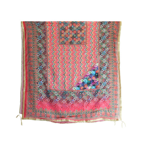 Pakistani Digital Printed Chinnon Dupatta With Heavy Mirror Work