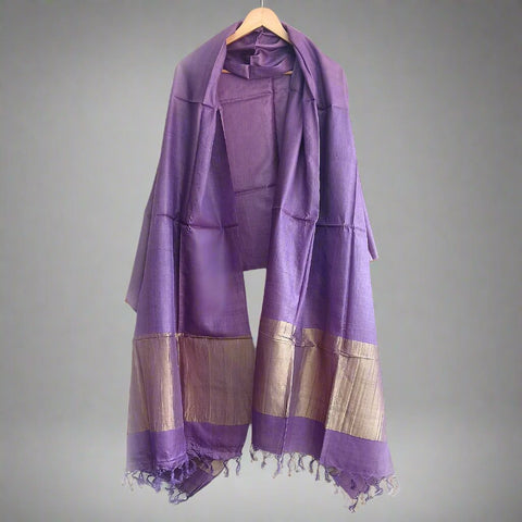 Bastar Tribal Printed Pure Kosa Silk Women's Dupatta with Tassels and Jari Embellishments