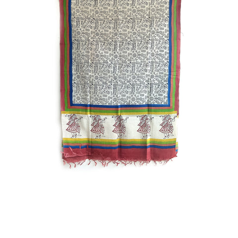 Women's Bastar Tribal Printed Pure Kosa Silk Tassels Dupatta
