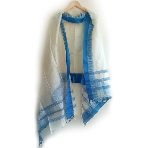 Women's Bastar Temple Design Embroidery Pure Kosa Silk Tassels Stole