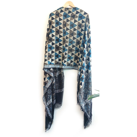 Linen Cotton Ajrak Print Dupatta: Traditional Indian Scarf Shawl Wrap