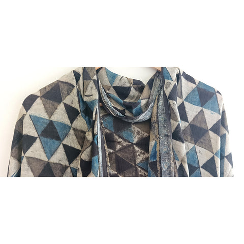 Linen Cotton Ajrak Print Dupatta: Traditional Indian Scarf Shawl Wrap