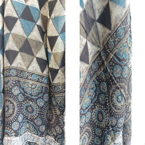 Linen Cotton Ajrak Print Dupatta: Traditional Indian Scarf Shawl Wrap