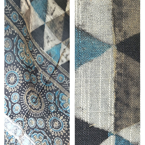 Linen Cotton Ajrak Print Dupatta: Traditional Indian Scarf Shawl Wrap
