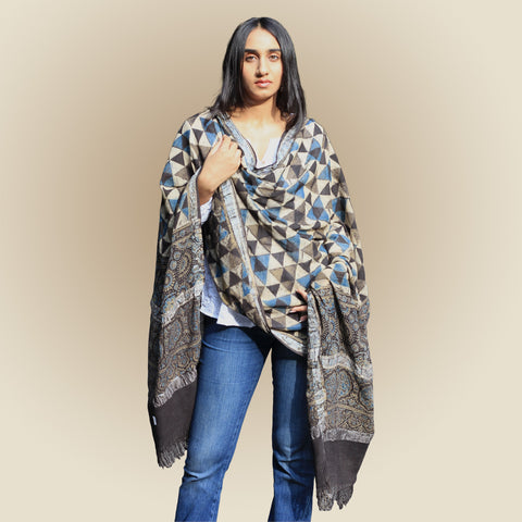 Linen Cotton Ajrak Print Dupatta: Traditional Indian Scarf Shawl Wrap