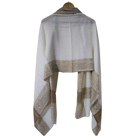 Earthy Elegance Embroidered Wool Stole | ISMSW08 | Artisan Winter Wrap