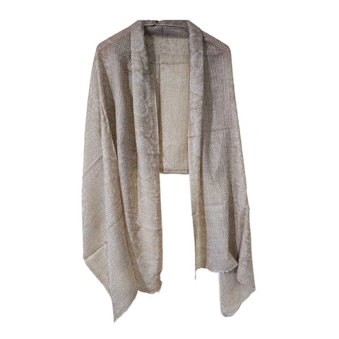 Earthy Elegance Embroidered Wool Stole | ISMSW09 | Artisan Winter Wrap