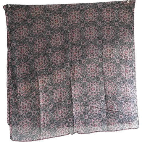 Traditional Ajrakh Print Cotton Stole, Colour 2, Mandala Pattern with Tassels