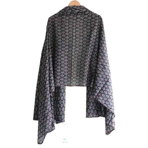 Traditional Ajrakh Print Cotton Stole, Colour 6, Mandala Pattern with Tassels