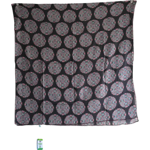 Traditional Ajrakh Print Cotton Stole, Colour 7, Mandala Pattern with Tassels