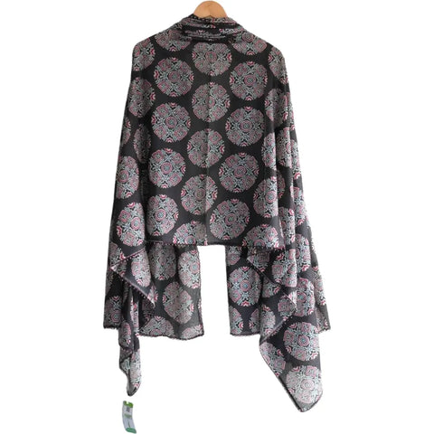 Traditional Ajrakh Print Cotton Stole, Colour 7, Mandala Pattern with Tassels