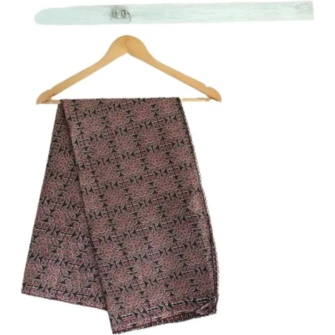 Traditional Ajrakh Print Cotton Stole, Mandala Pattern with Tassels