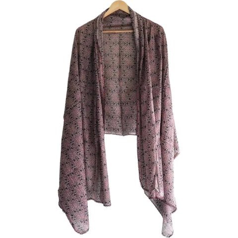 Traditional Ajrakh Print Cotton Stole, Mandala Pattern with Tassels