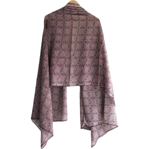 Traditional Ajrakh Print Cotton Stole, Mandala Pattern with Tassels