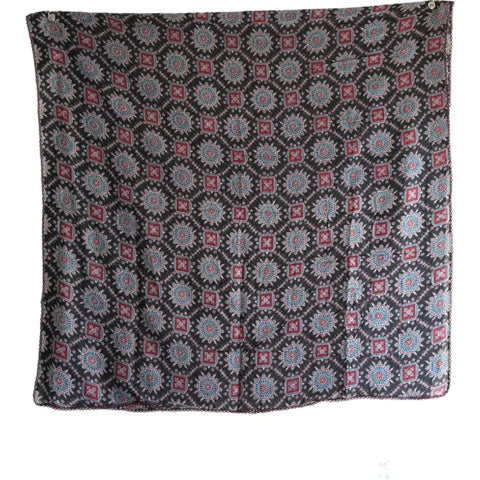 Traditional Ajrakh Print Cotton Stole, Colour 11, Mandala Pattern with Tassels