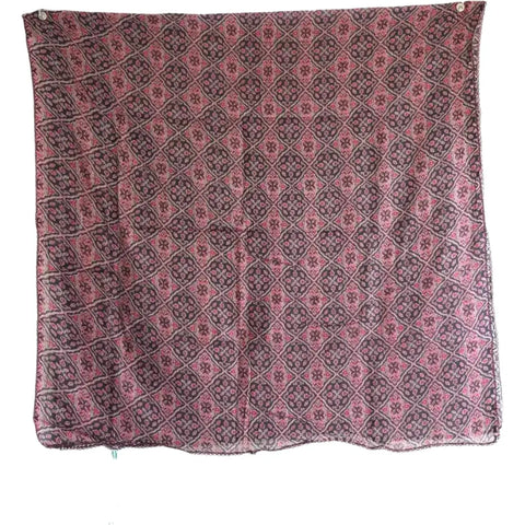 Traditional Ajrakh Print Cotton Stole, Colour 12, Mandala Pattern with Tassels