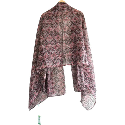 Traditional Ajrakh Print Cotton Stole, Colour 12, Mandala Pattern with Tassels