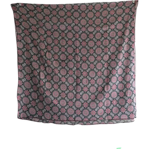 Traditional Ajrakh Print Cotton Stole, Colour 14, Mandala Pattern with Tassels