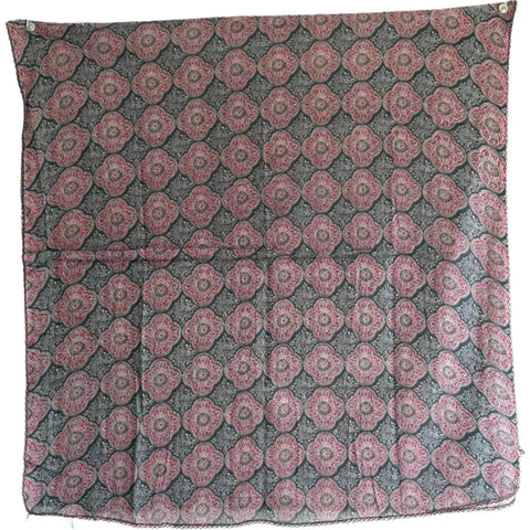 Traditional Ajrakh Print Cotton Stole, Colour 15, Mandala Pattern with Tassels
