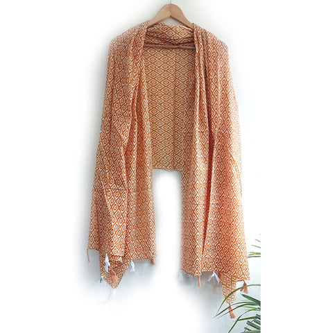 Lightweight Breathable Pure Cotton Stole Scarf for Summer, Size2,25 Mtr