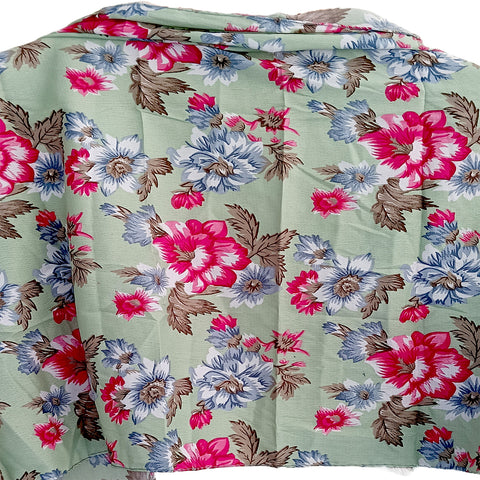 India Scarves Women's Designer Green floral Design Scarf - All Seasons, Stylish & Comfortable Size L 170 Cm X W 70 Cm
