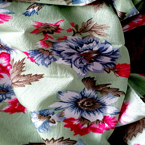 India Scarves Women's Designer Green floral Design Scarf - All Seasons, Stylish & Comfortable Size L 170 Cm X W 70 Cm