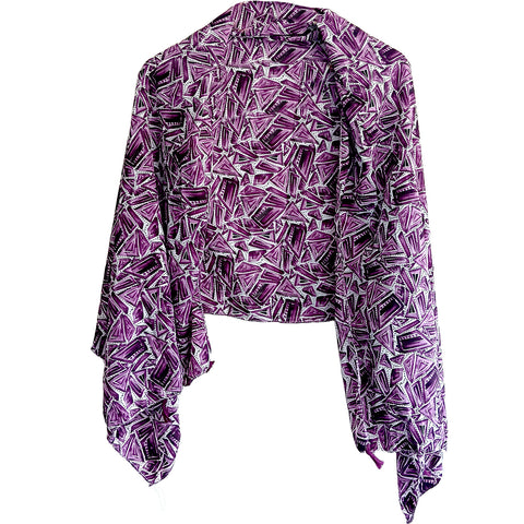 India Scarves Women's Designer Purple Design Scarf - All Seasons, Stylish & Comfortable Size L 170 Cm X W 70 Cm