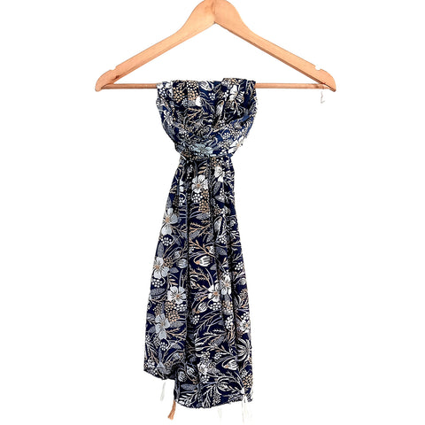 India Scarves Women's Designer Dark Blue colour  Scarf - All Seasons, Stylish & Comfortable Size L 170 Cm X W 70 Cm