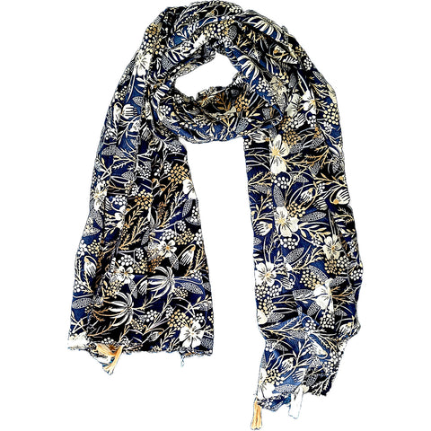 India Scarves Women's Designer Dark Blue colour  Scarf - All Seasons, Stylish & Comfortable Size L 170 Cm X W 70 Cm