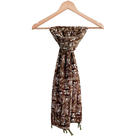 India Scarves Women's Brown colour Designer  Scarf - All Seasons, Stylish & Comfortable Size L 170 Cm X W 70 Cm