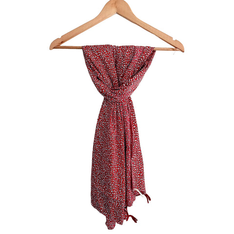 India Scarves Women's Red Green colour Designer  Scarf - All Seasons, Stylish & Comfortable Size L 170 Cm X W 70 Cm