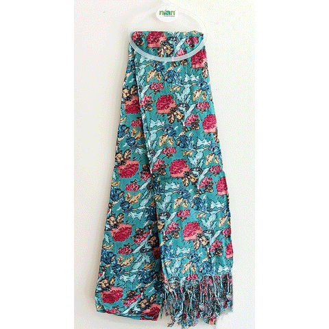 India Scarves Women's Viscose Geoi Design Red,Green,white and green colour Fragrance Stole, 75 Cm x 185 Cm, With Free Hanger