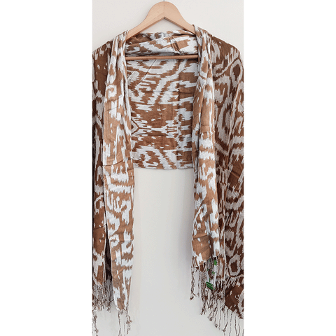 India Scarves Women's Viscose Geoi Design Red,Green,white and green colour Fragrance Stole, 75 Cm x 185 Cm, With Free Hanger