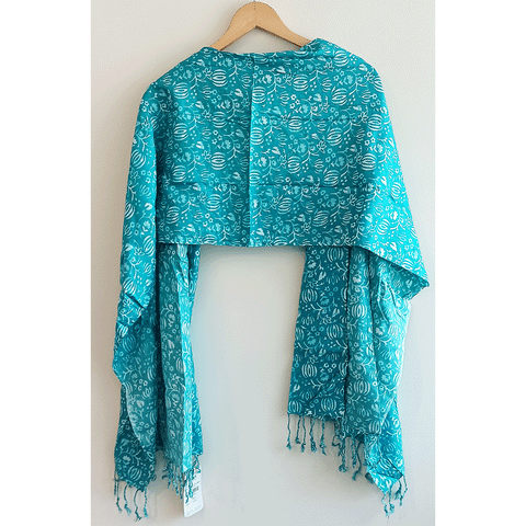 India Scarves Women's Viscose Geoi Design Red,Green,white and green colour Fragrance Stole, 75 Cm x 185 Cm, With Free Hanger