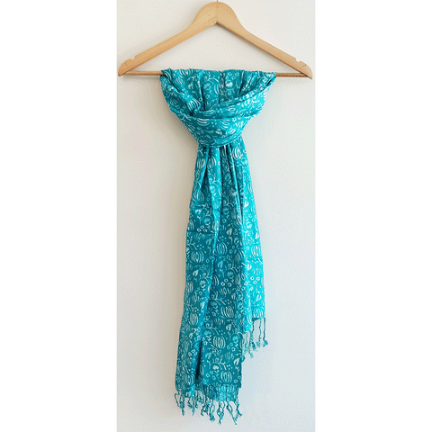 India Scarves Women's Viscose Geoi Design Red,Green,white and green colour Fragrance Stole, 75 Cm x 185 Cm, With Free Hanger