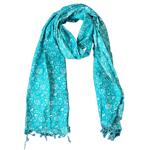 India Scarves Women's Viscose Geoi Design Red,Green,white and green colour Fragrance Stole, 75 Cm x 185 Cm, With Free Hanger